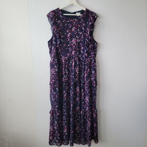 J. Crew Factory Floral Maxi Dress - Navy and Pink